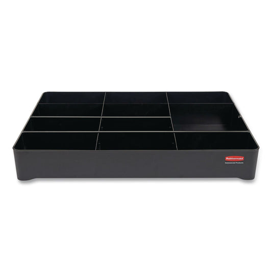 Amenity Organizer for all Rubbermaid Commercial Full Size and Compact Housekeeping Carts, 11 Sections, 18.75 x 3.62, Black