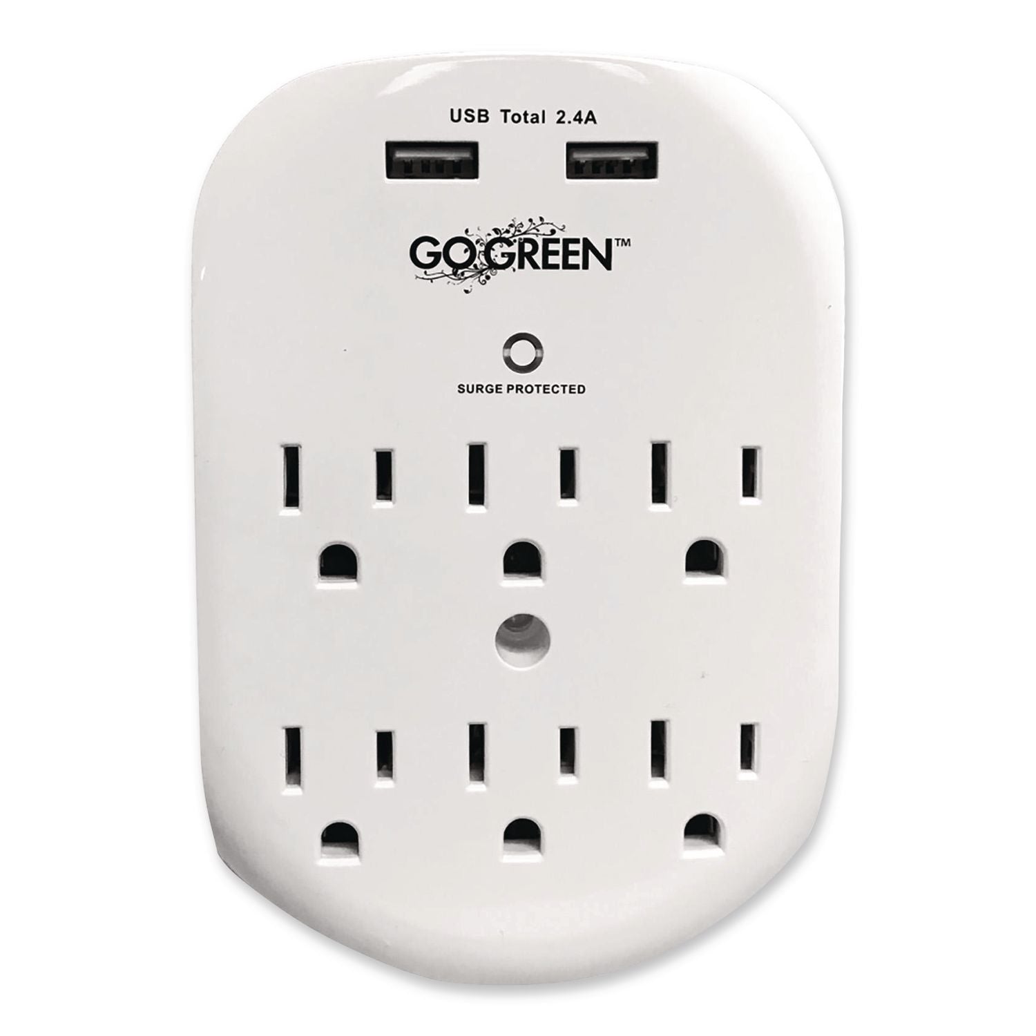 6 Outlet 4 USB Wall Tap, 735 J, White