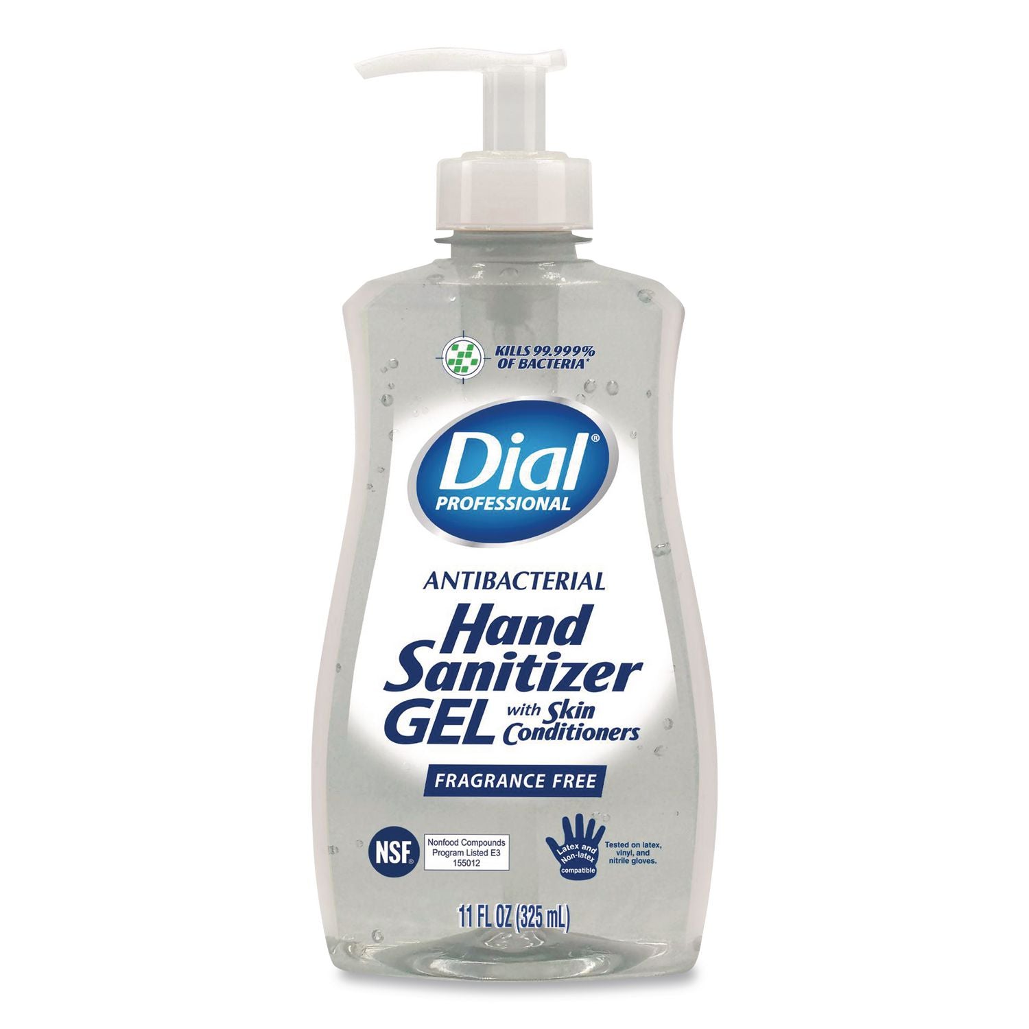 Gel Antibacterial Hand Sanitizer, 11 oz Pump Bottle, Fragrance-Free