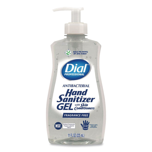 Gel Antibacterial Hand Sanitizer, 11 oz Pump Bottle, Fragrance-Free