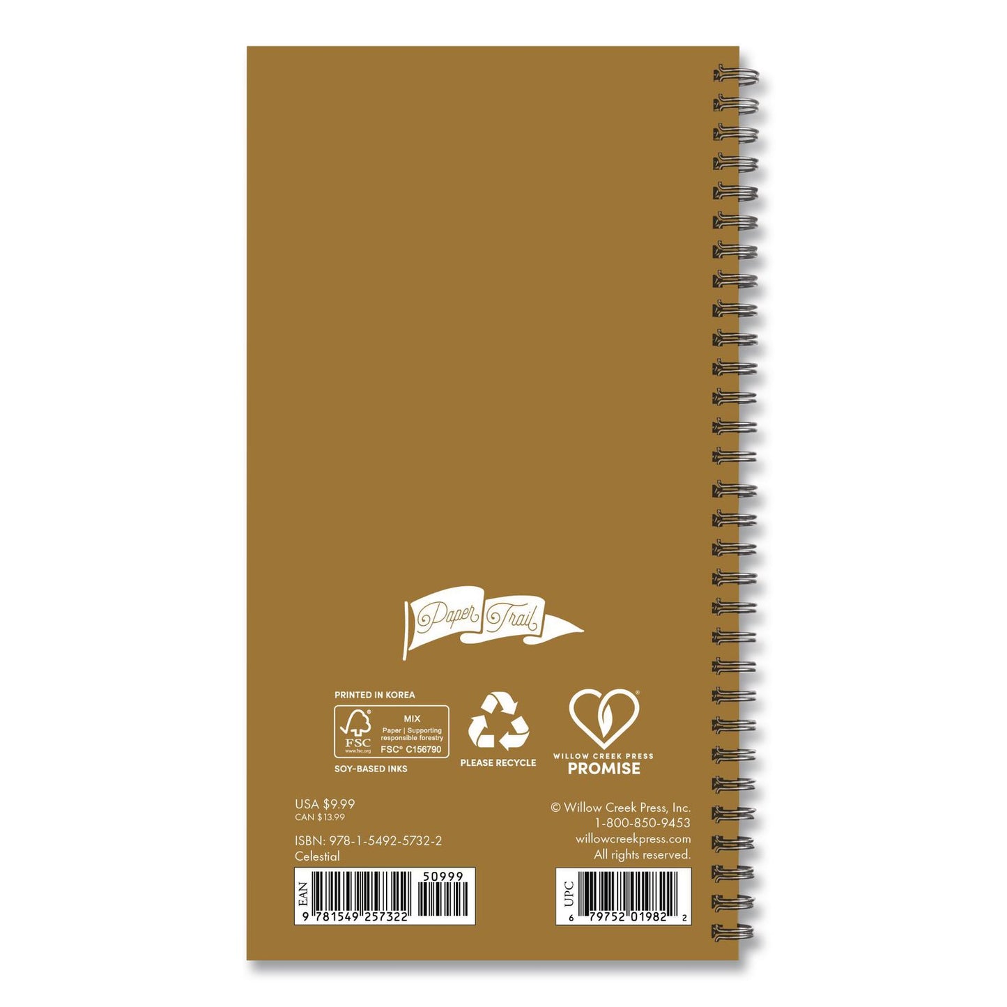 Celestial Softcover Weekly/Monthly Spiral Planner, 6.5 x 3.5, Black/Gold Cover, 12-Month (Jan to Dec): 2026