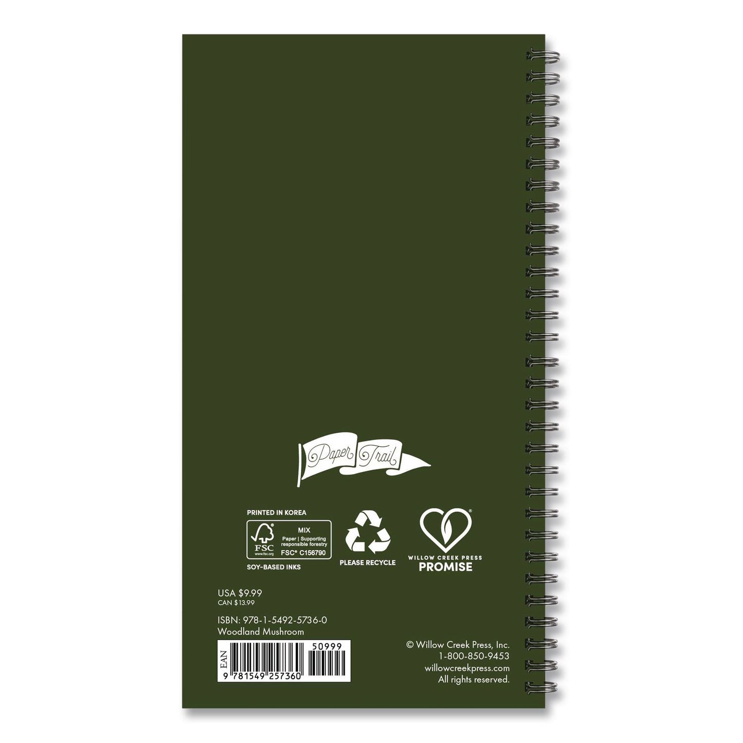 Woodland Mushroom Softcover Weekly/Monthly Spiral Planner, 6.5 x 3.5, Multicolor Cover, 12-Month (Jan to Dec): 2026