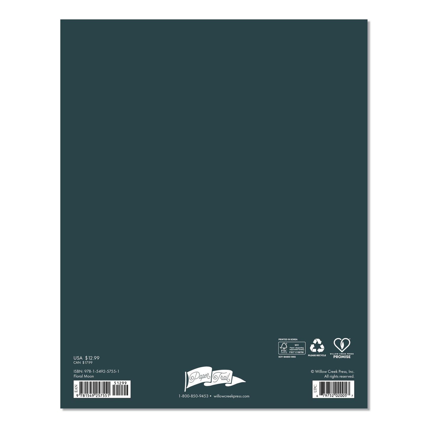 Floral Moon Monthly Planner, 9.5 x 7.5, Black Cover, 12-Month (Jan to Dec): 2026