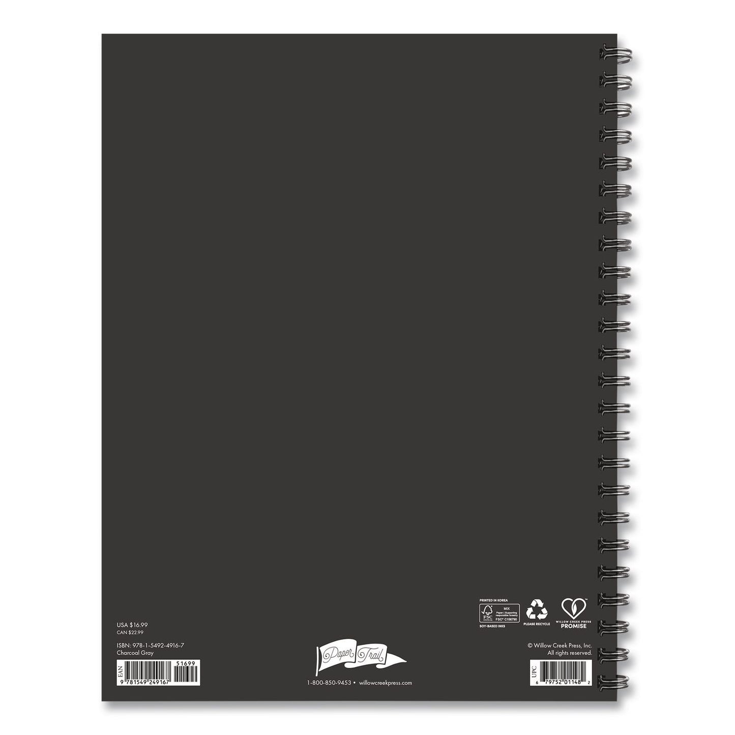 Charcoal Gray Undated Monthly Planner, 11 x 8.5, Charcoal Gray, Undated