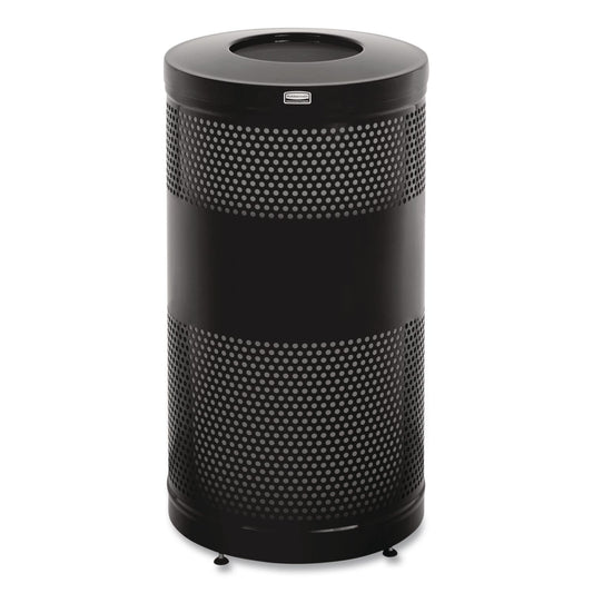 Classics Perforated Open Top Receptacle, 25 gal, Steel, Black