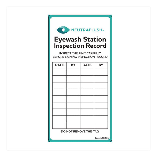 Eyewash Station Inspection Label, "Eyewash Station Inspection Record/Chart", 6" x 3", Green/Black/White
