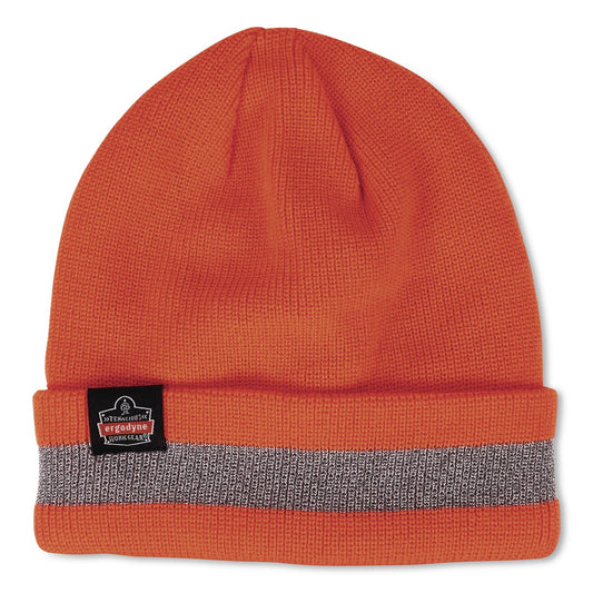 N-Ferno 6803ZI Reflective Rib Knit Winter Hat (Bump Cap Included), One Size Fits Most, 0.1" Insert, Orange