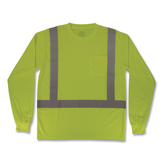 GloWear 8284 Class 2 Essential Hi-Vis Long Sleeve T-Shirt, Small, Lime