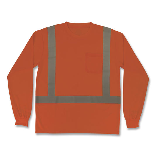 GloWear 8284 Class 2 Essential Hi-Vis Long Sleeve T-Shirt, 2X-Large, Orange
