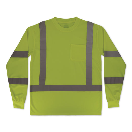 GloWear 8368 Class 3 Essential Hi-Vis Long Sleeve T-Shirt, X-Large, Lime