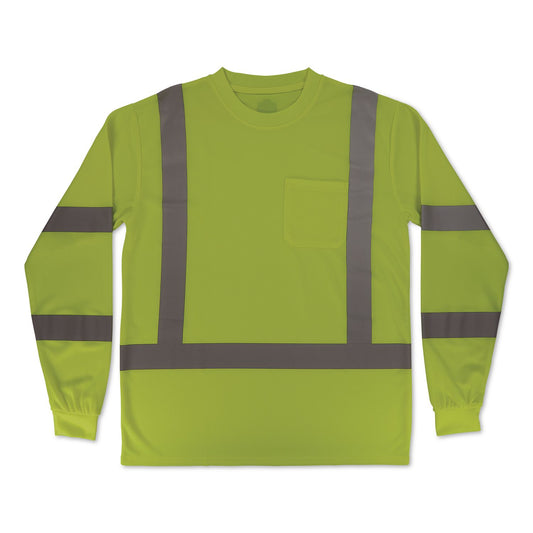 GloWear 8368 Class 3 Essential Hi-Vis Long Sleeve T-Shirt, 5X-Large, Lime