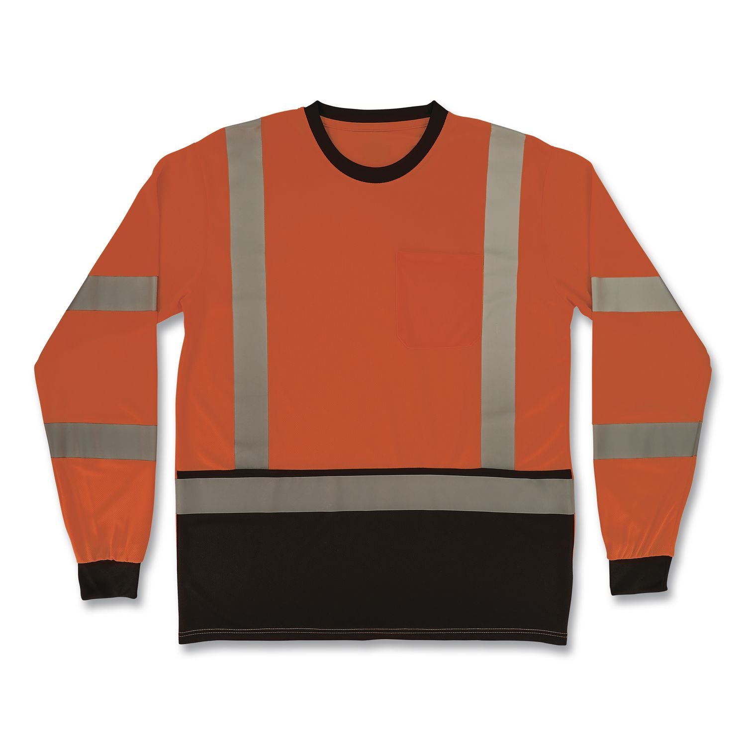 GloWear 8369BK Class 3 Essential Hi-Vis Long Sleeve T-Shirt with Black Bottom, 5X-Large, Orange
