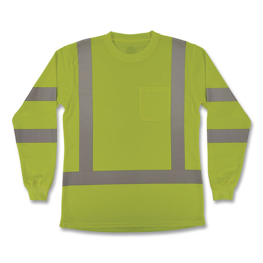 GloWear 8374 Class 3 Women's Essential Hi-Vis Long Sleeve T-Shirt, Medium, Lime