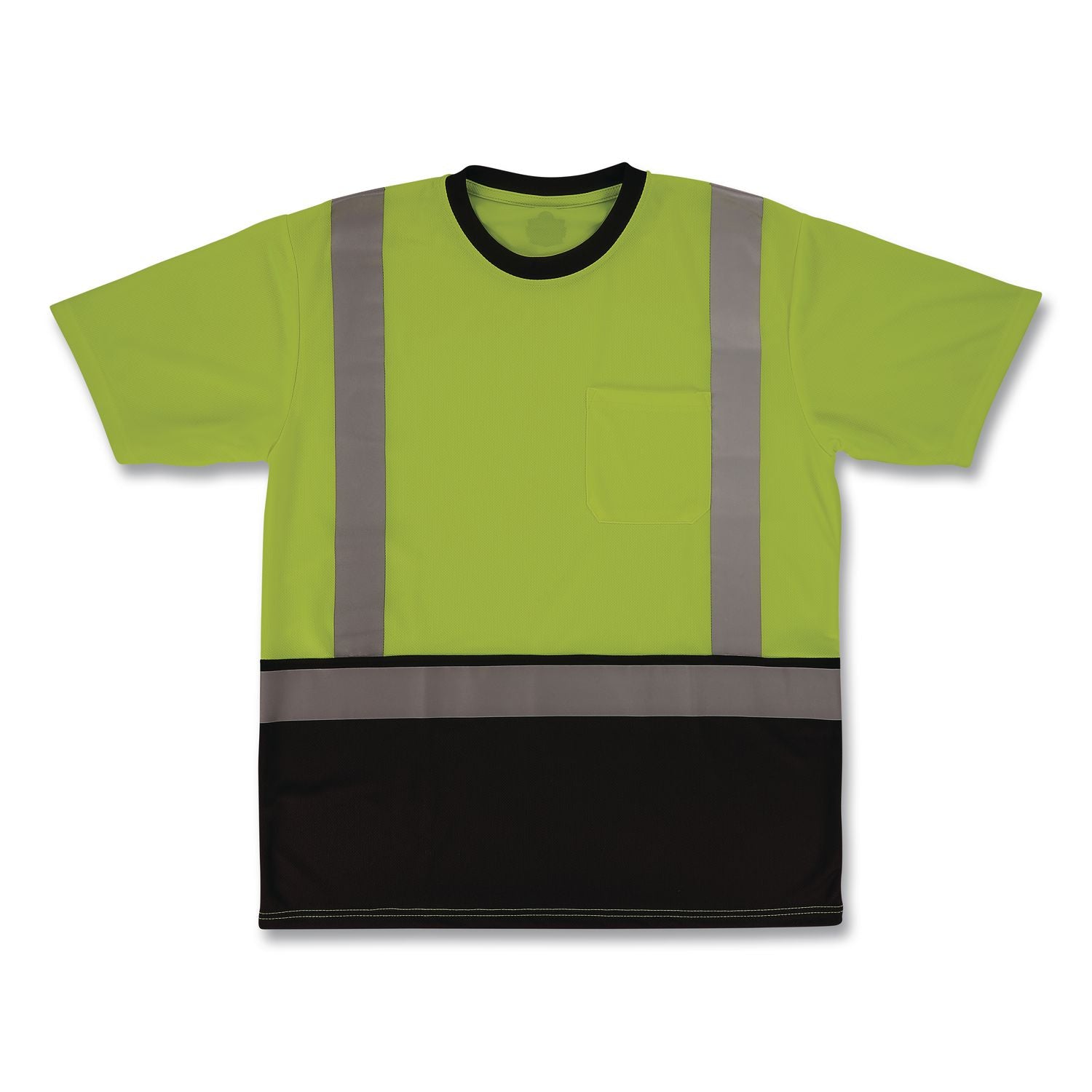 GloWear 8286BK Class 2 Essential Hi-Vis T-Shirt with Black Bottom, 2X-Large, Lime