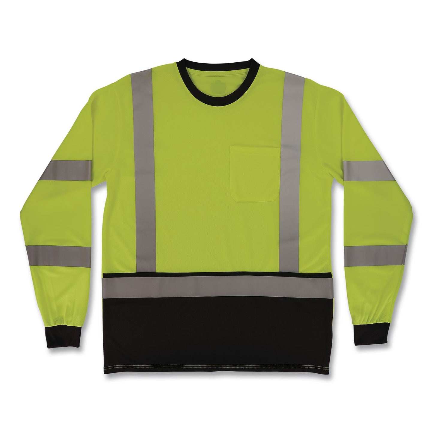 GloWear 8369BK Class 3 Essential Hi-Vis Long Sleeve T-Shirt with Black Bottom, 4X-Large, Lime