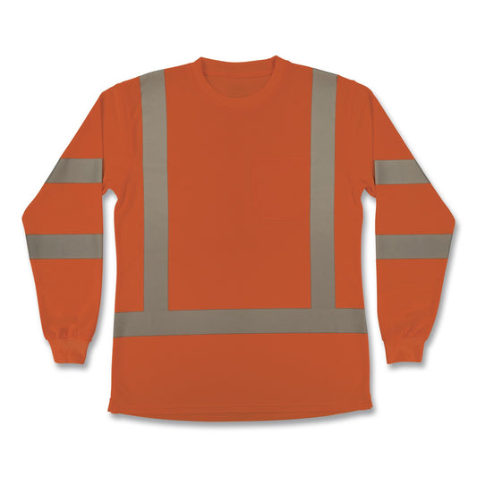 GloWear 8374 Class 3 Women's Essential Hi-Vis Long Sleeve T-Shirt, Large, Orange