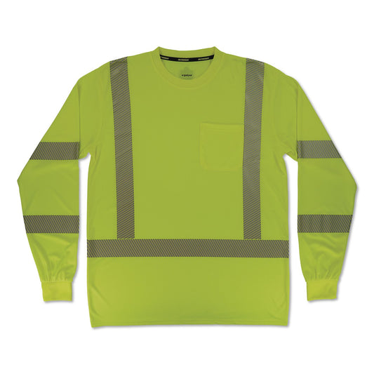 GloWear 8370 Class 3 Performance Hi-Vis Long Sleeve T-Shirt, 2X-Large, Lime