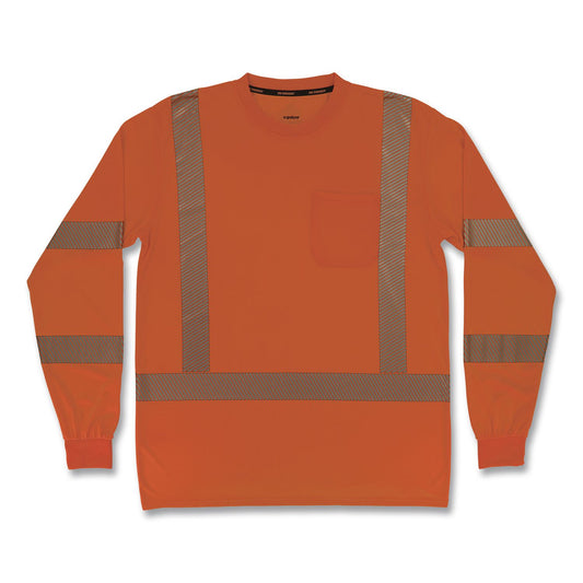 GloWear 8370 Class 3 Performance Hi-Vis Long Sleeve T-Shirt, 2X-Large, Orange