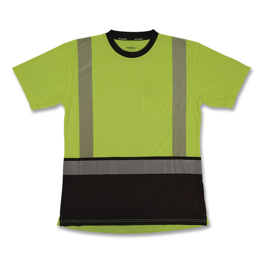 GloWear 8276BK Class 2 Women's Performance Hi-Vis T-Shirt with Black Bottom, 2X-Large, Lime