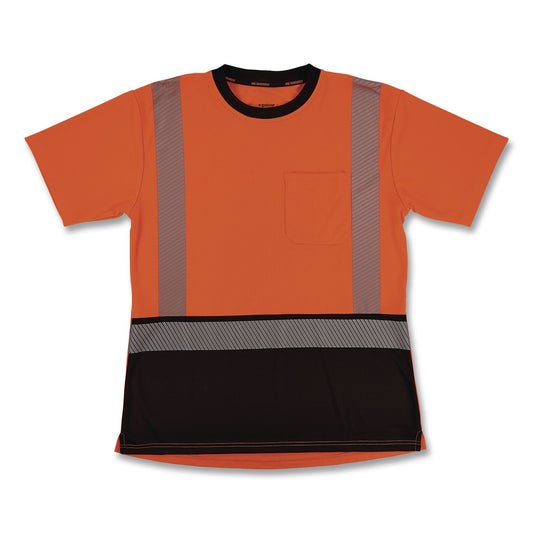 GloWear 8276BK Class 2 Women's Performance Hi-Vis T-Shirt with Black Bottom, Small, Orange