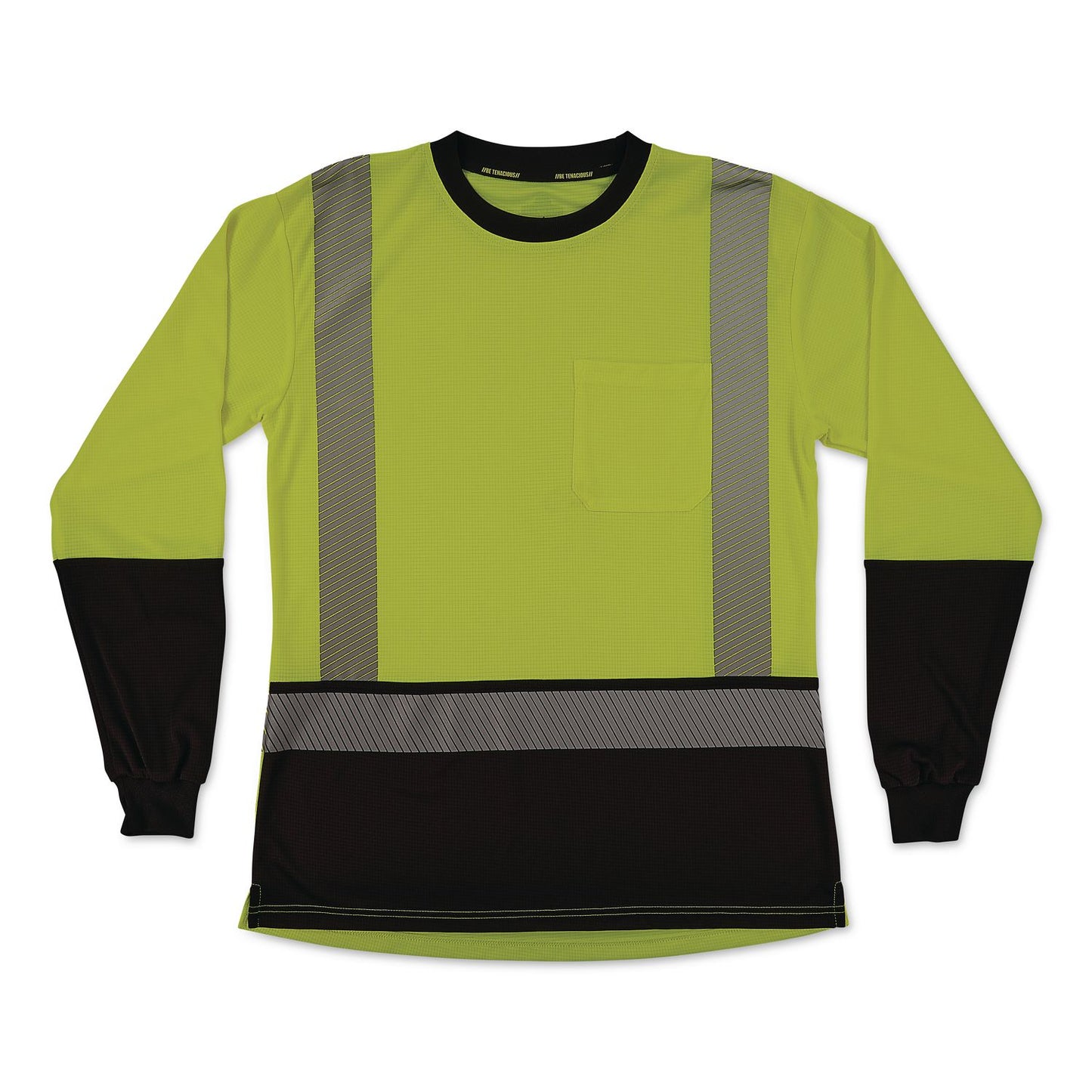 GloWear 8278BK Class 2 Women's Performance Hi-Vis Long Sleeve T-Shirt with Black Bottom, 2X-Large, Lime