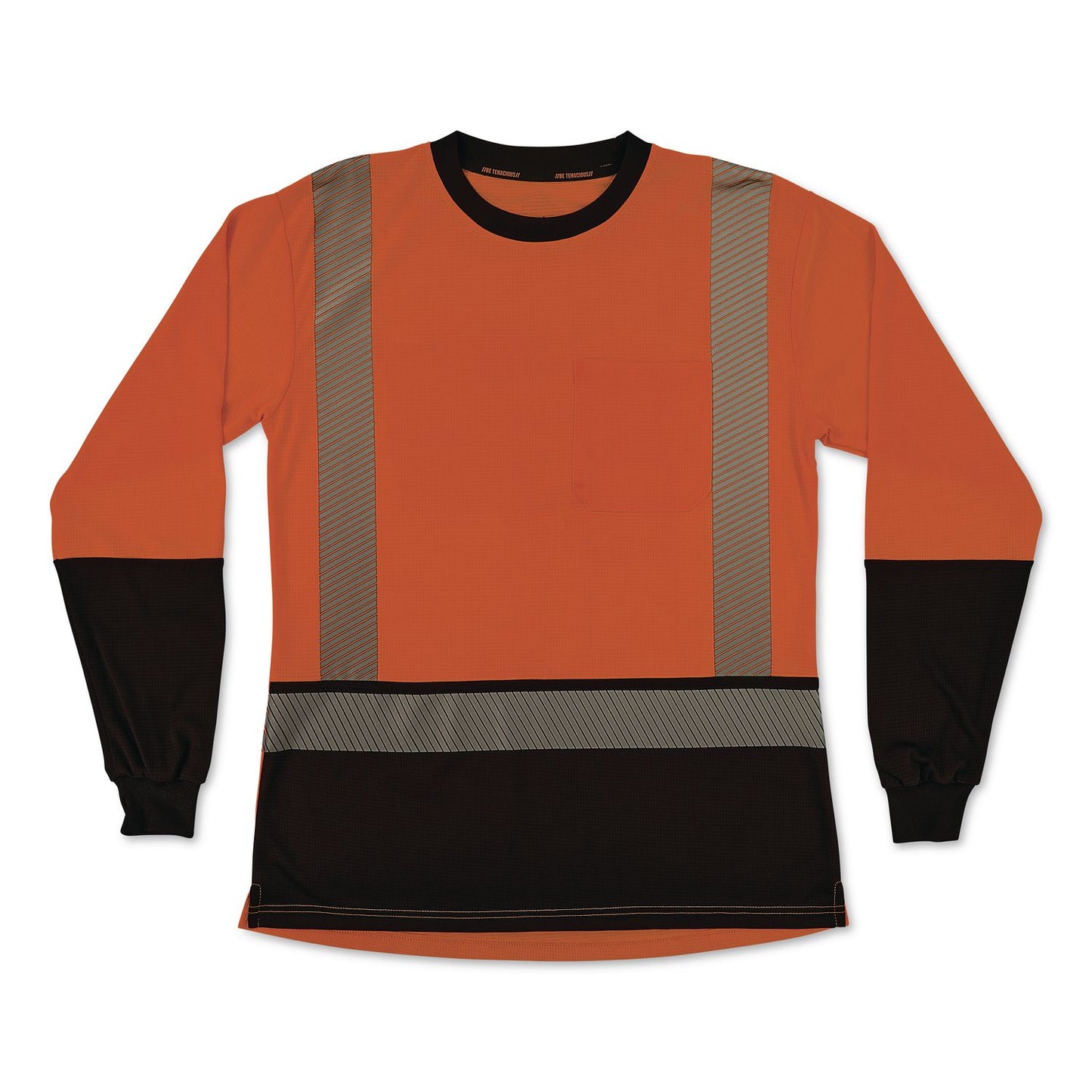 GloWear 8278BK Class 2 Women's Performance Hi-Vis Long Sleeve T-Shirt with Black Bottom, X-Small, Orange