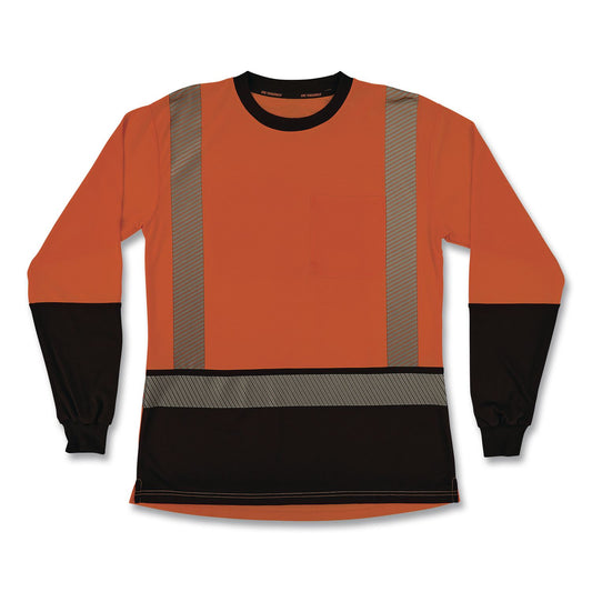 GloWear 8278BK Class 2 Women's Performance Hi-Vis Long Sleeve T-Shirt with Black Bottom, Small, Orange