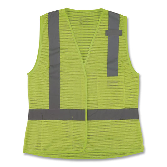 GloWear 8210HLW-S Class 2 Women's Hi-Vis Vest with Hook-and-Loop, Polyester, 3X-Large, Lime