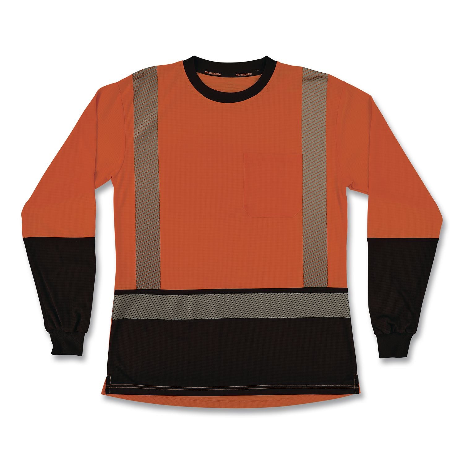 GloWear 8278BK Class 2 Women's Performance Hi-Vis Long Sleeve T-Shirt with Black Bottom, Medium, Orange