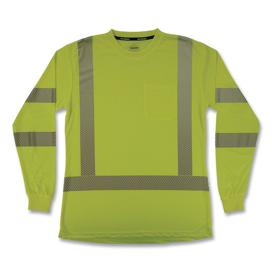 GloWear 8387 Class 3 Women's Performance Hi-Vis Long Sleeve T-Shirt, X-Large, Lime