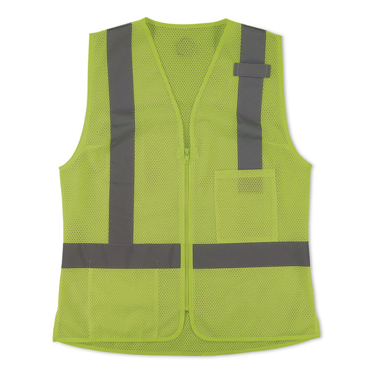 GloWear 8210ZW-S Class 2 Women's Hi-Vis Vest with Zipper, Polyester, 2X-Large, Lime