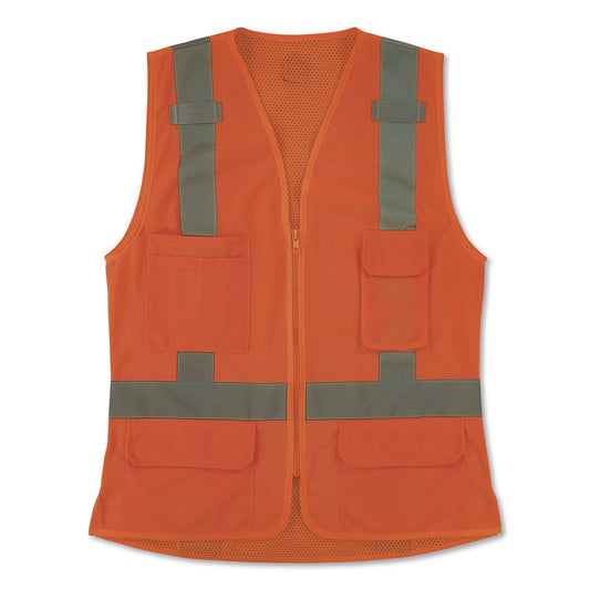 GloWear 8247ZW-S Class 2 Women's Hi-Vis Surveyor Vest with Zipper, Polyester, X-Large, Orange