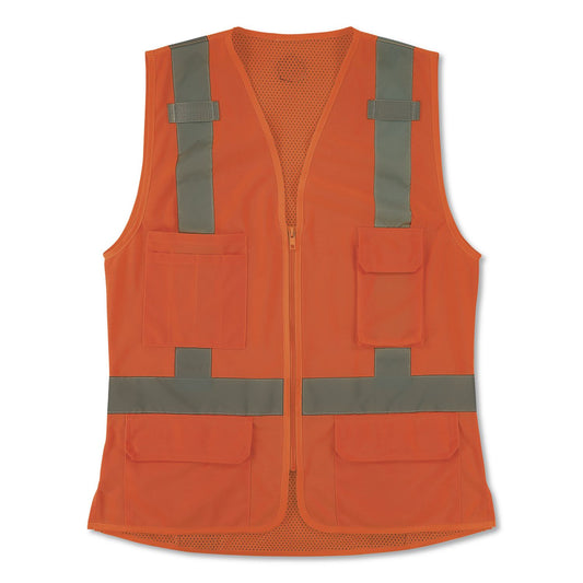 GloWear 8247ZW-S Class 2 Women's Hi-Vis Surveyor Vest with Zipper, Polyester, 2X-Large, Orange