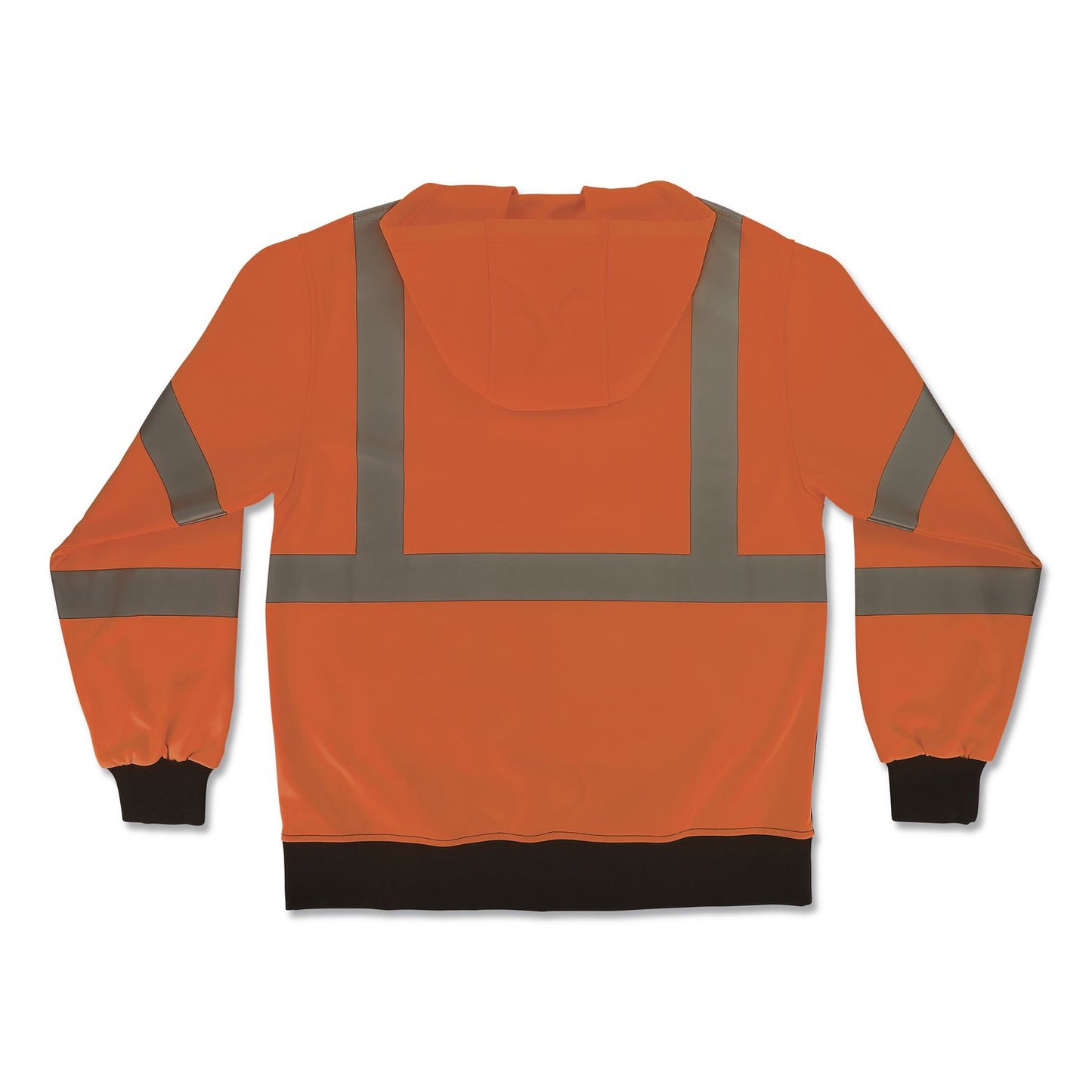 GloWear 8312BK Class 3 Essential Hi-Vis Hooded Zip-Up Sweatshirt with Black Bottom, Medium, Orange