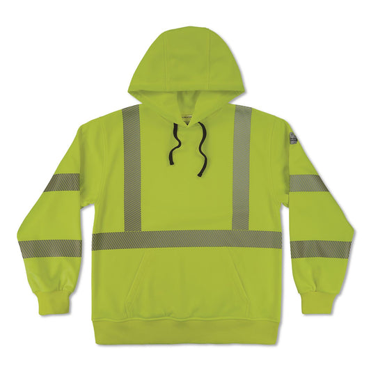 GloWear 8304W Class 3 Women's Performance Hi-Vis Hooded Sweatshirt, Small, Lime
