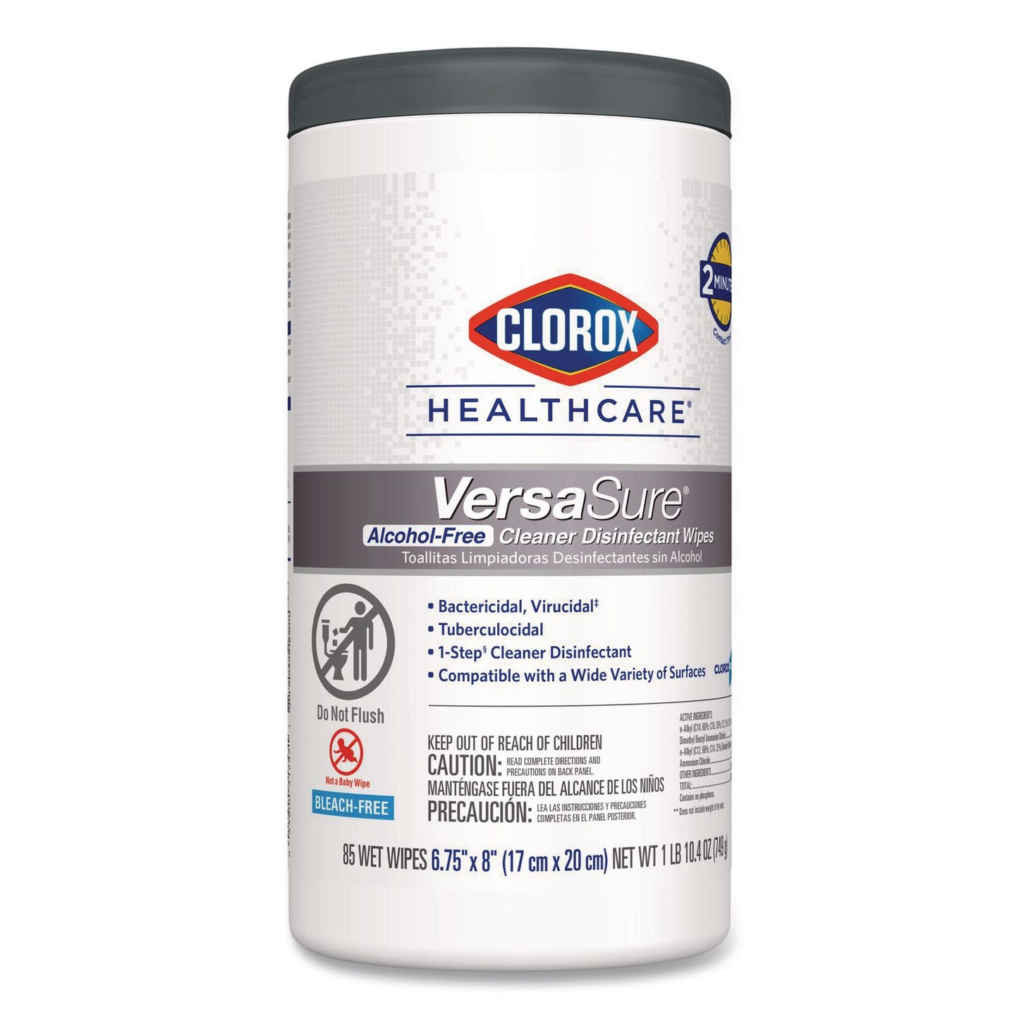 VersaSure Cleaner Disinfectant Wipes, 1-Ply, 6.75 x 8, Original Scent, White, 85 Towels/Can
