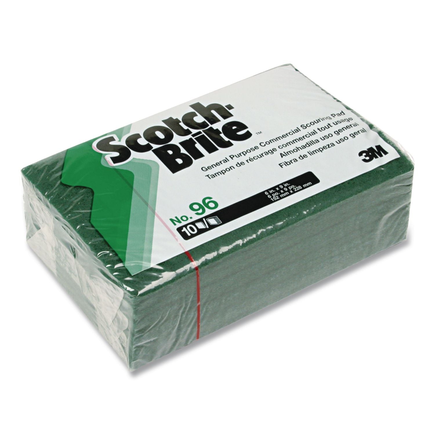 Commercial Scouring Pad 96, 6 X 9, Green, 10/pack