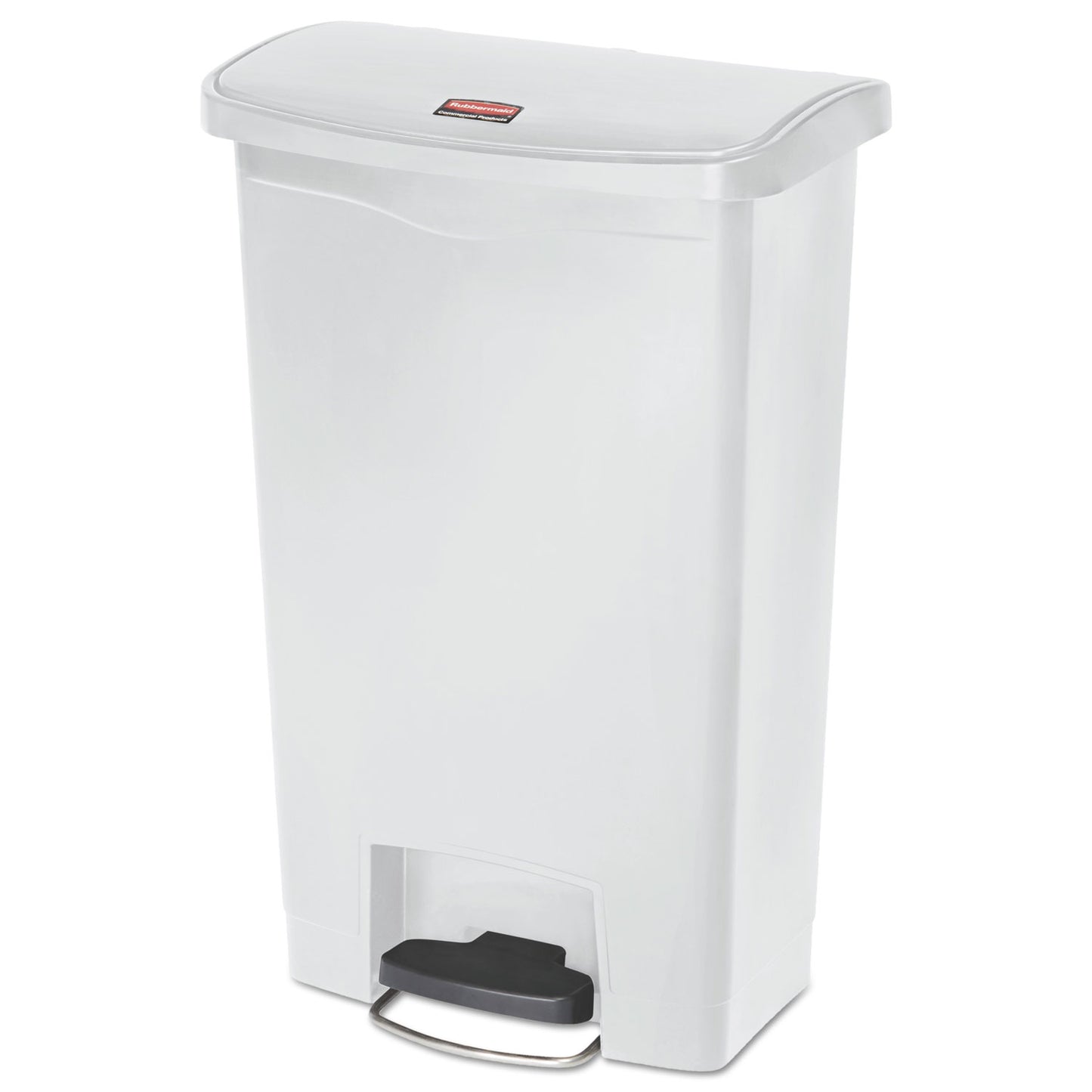 Streamline Resin Step-On Container, Front Step Style, 13 gal, Polyethylene, White