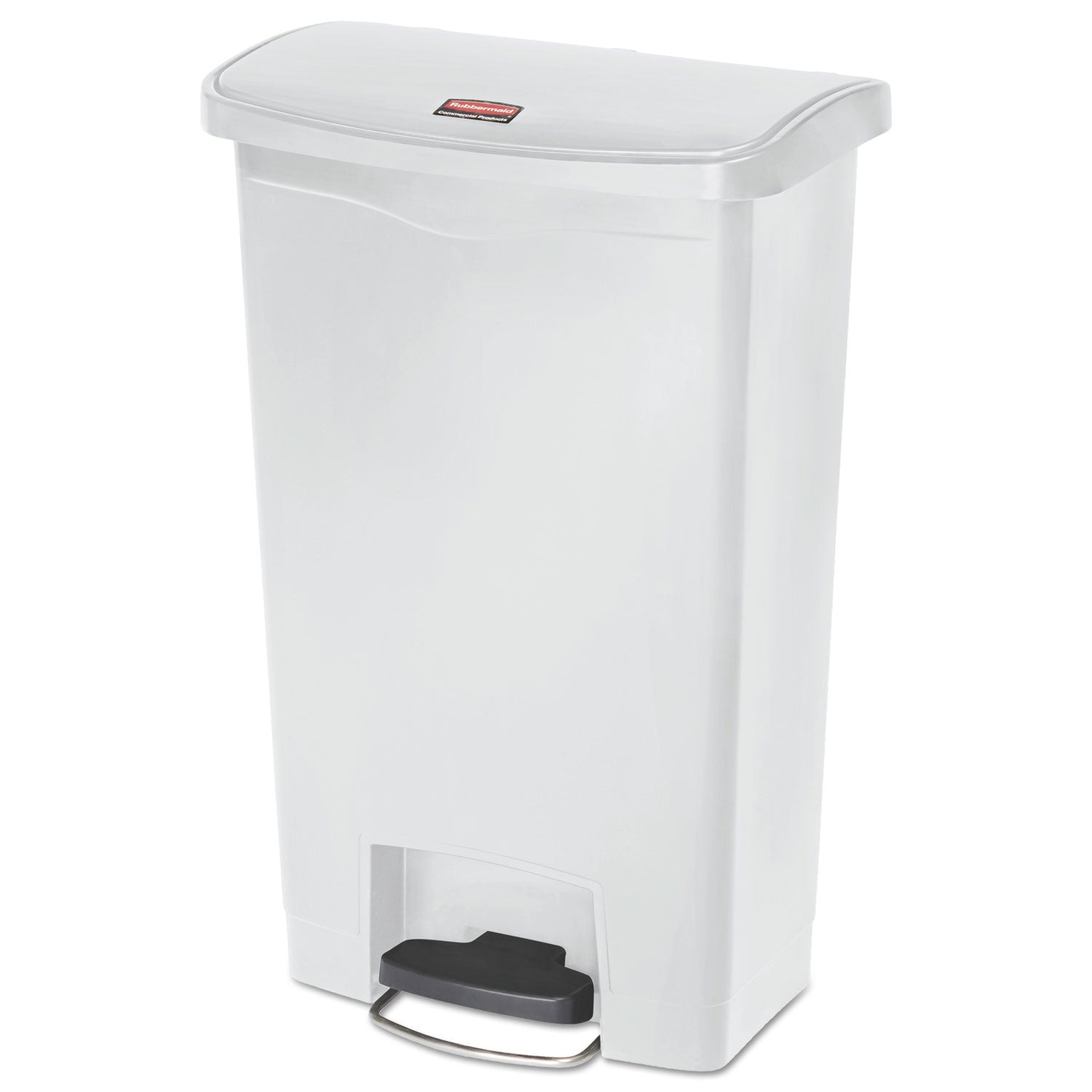 Streamline Resin Step-On Container, Front Step Style, 13 gal, Polyethylene, White