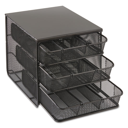 Onyx Three Drawer Hospitality Organizer, 7 Compartments, 11.5 x 8.25 x 8.25, Black