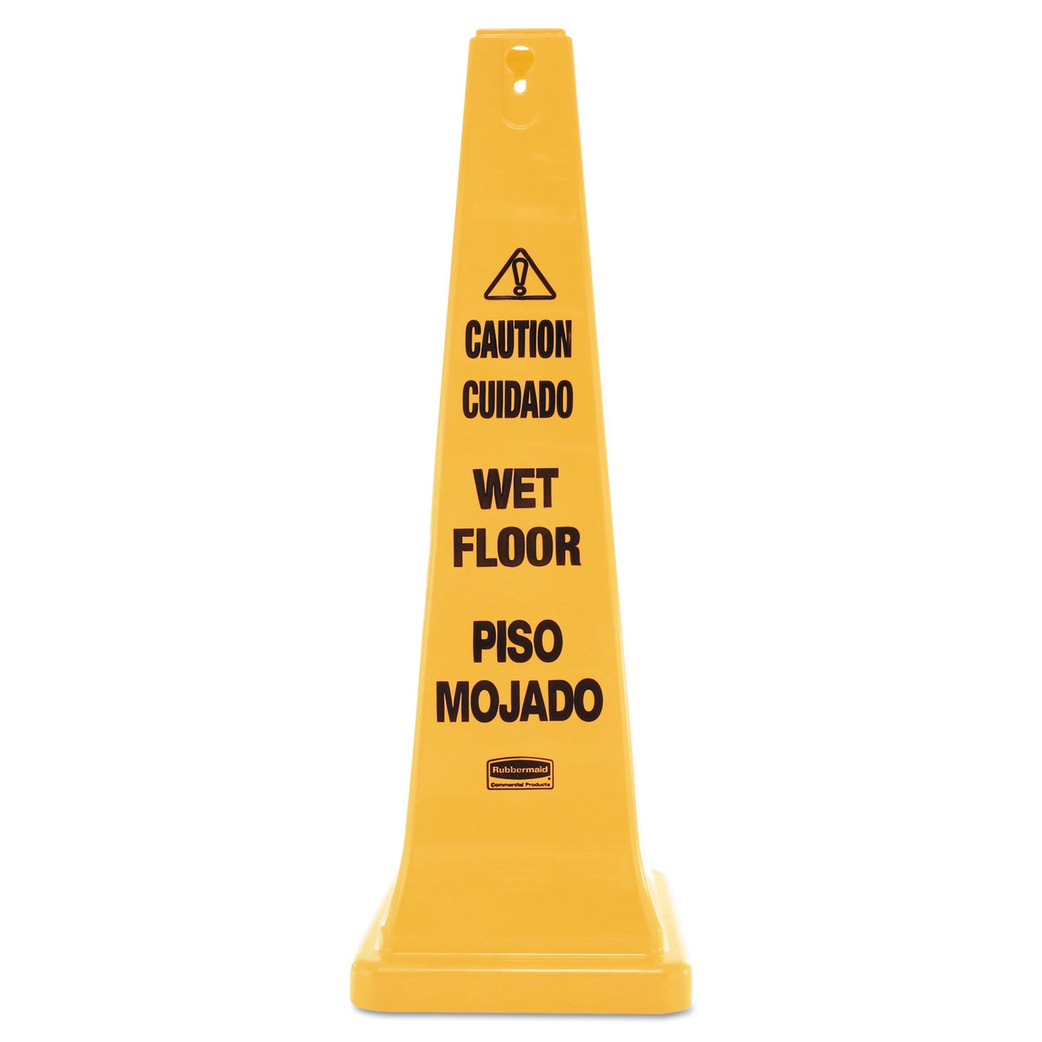 Multilingual Wet Floor Safety Cone, 12.25 x 12.25 x 36, Yellow
