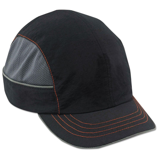 Skullerz 8950 Bump Cap, Short Front Brim, XXX-Small to Large (Up to 7.5), 0.01" Insert, Black