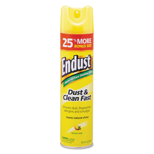 Endust Multi-Surface Dusting and Cleaning Spray, Lemon Zest Scent, 12.5 oz Aerosol Spray