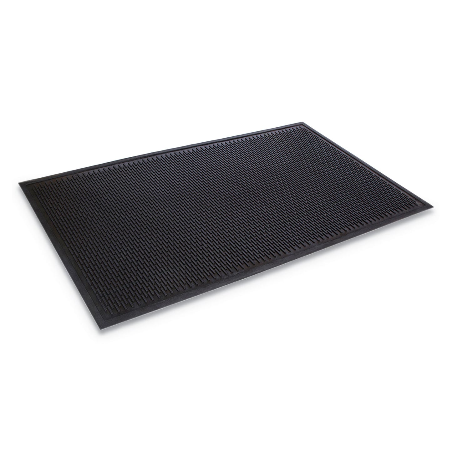Crown-Tred Indoor/Outdoor Scraper Mat, Black Loop-Twist Ribbed Rubber Surface, 35.5" x 59.5"