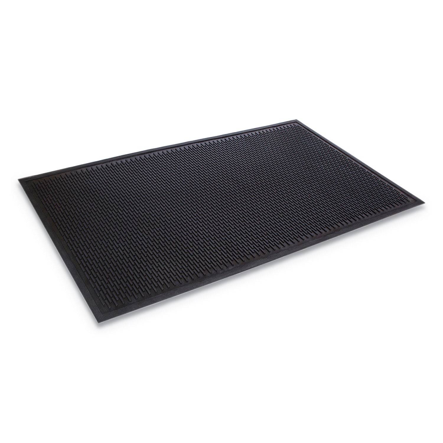Crown-Tred Indoor/Outdoor Scraper Mat, Black Loop-Twist Ribbed Rubber Surface, 35.5" x 59.5"