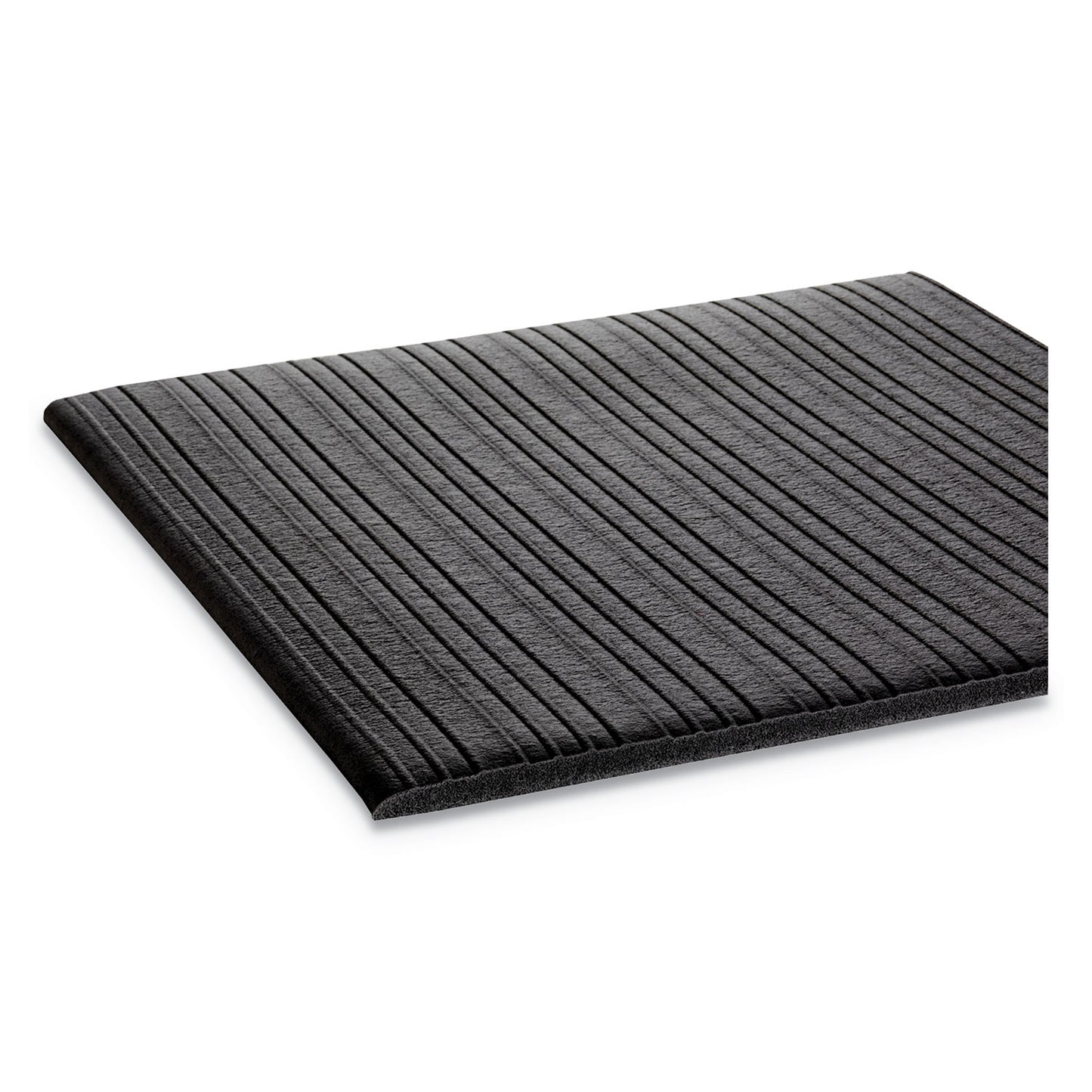 Ribbed Vinyl Anti-Fatigue Mat, Rectangular, Black Ribbed Surface, 36" x 60"