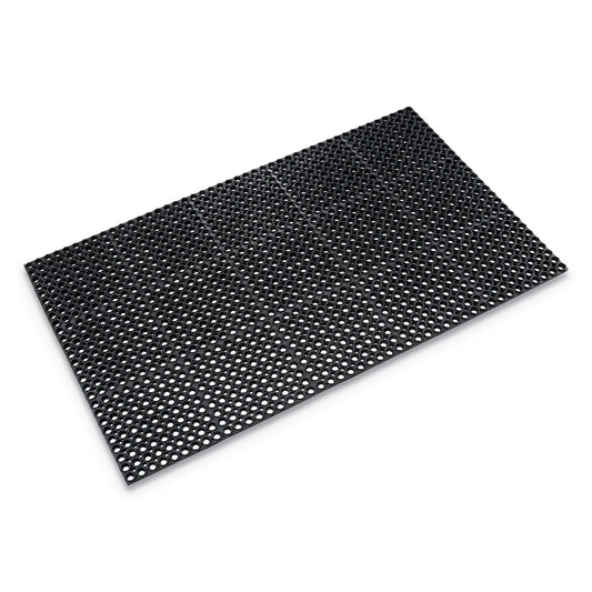 Safewalk Heavy-Duty Anti-Fatigue Drainage Mat, 0.88" Thick, 36" x 60", Black Raised Rib Perforated Surface