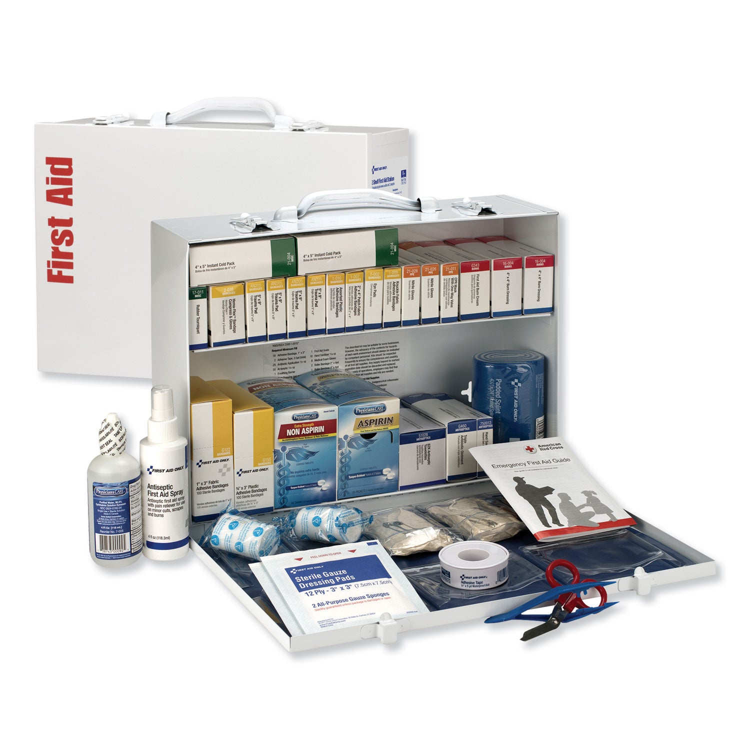ANSI 2015 Compliant Industrial First Aid Kit for Up to 75 People, 446 Pieces, Metal Case