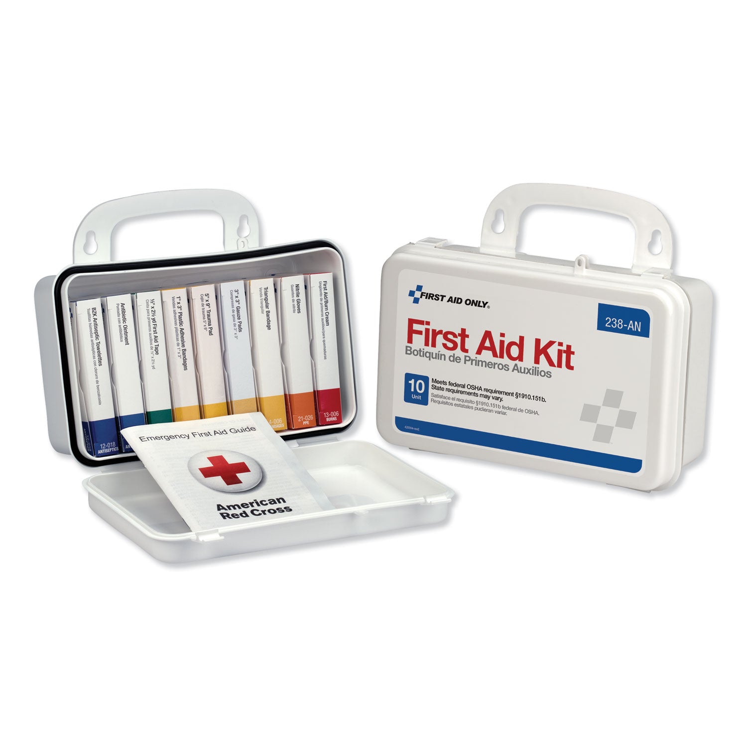 Ansi-Compliant First Aid Kit, 64 Pieces, Plastic Case