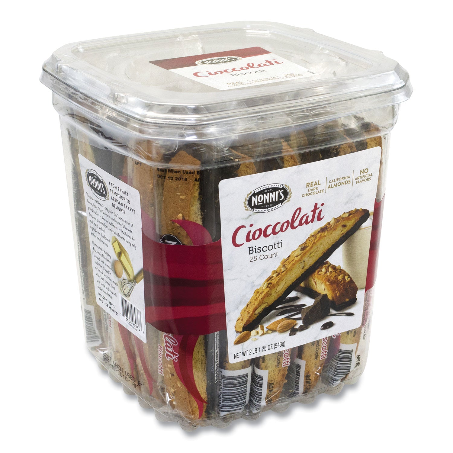 Biscotti, Cioccolati Dark Chocolate Almond, 0.85 oz Individually Wrapped, 25/Pack